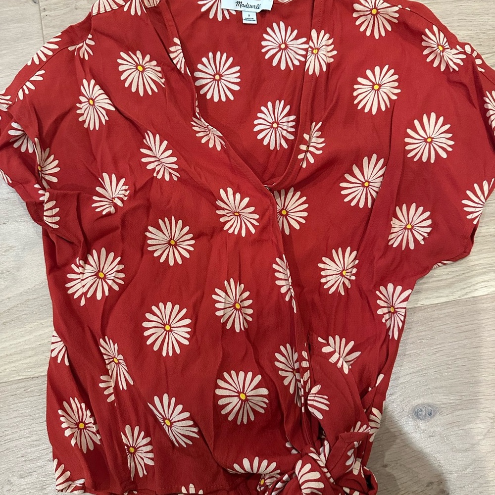 Madewell Red Floral Blouse